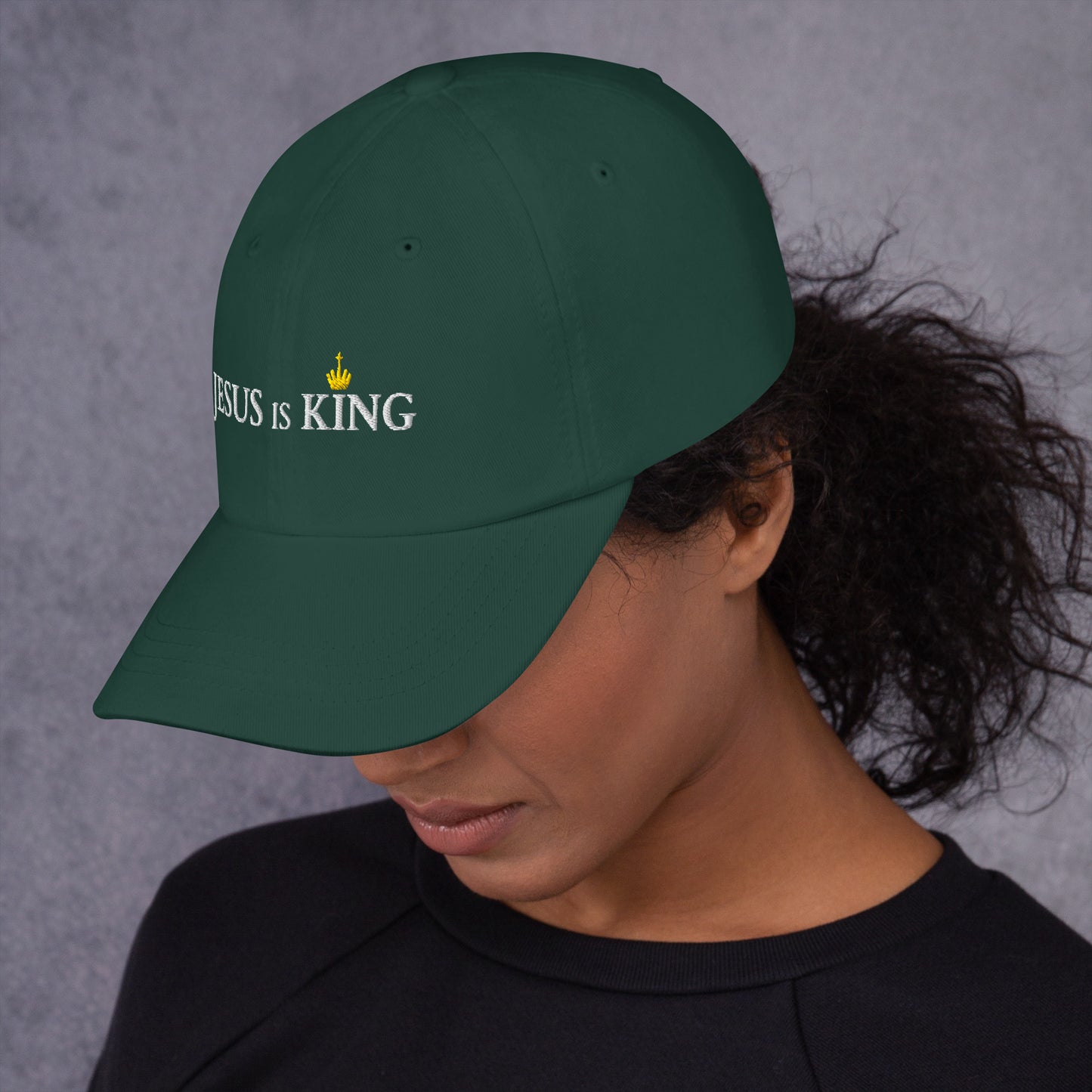 JESUS is KING - Dad-Hat DE dunkles Design ${variant-option} faith design by The Light of Life