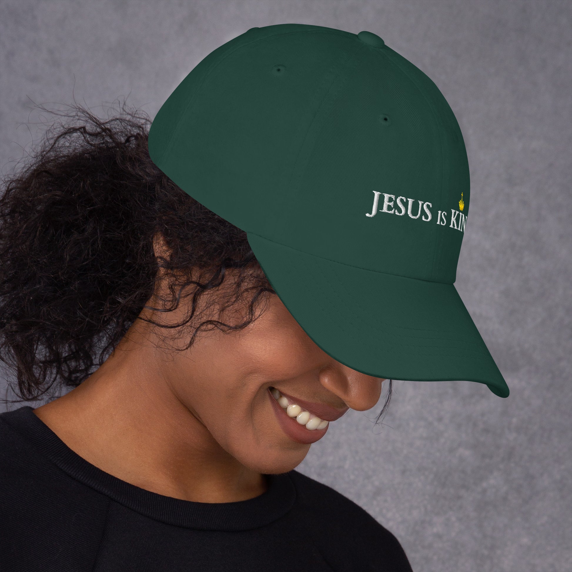 JESUS is KING - Dad-Hat DE dunkles Design ${variant-option} faith design by The Light of Life