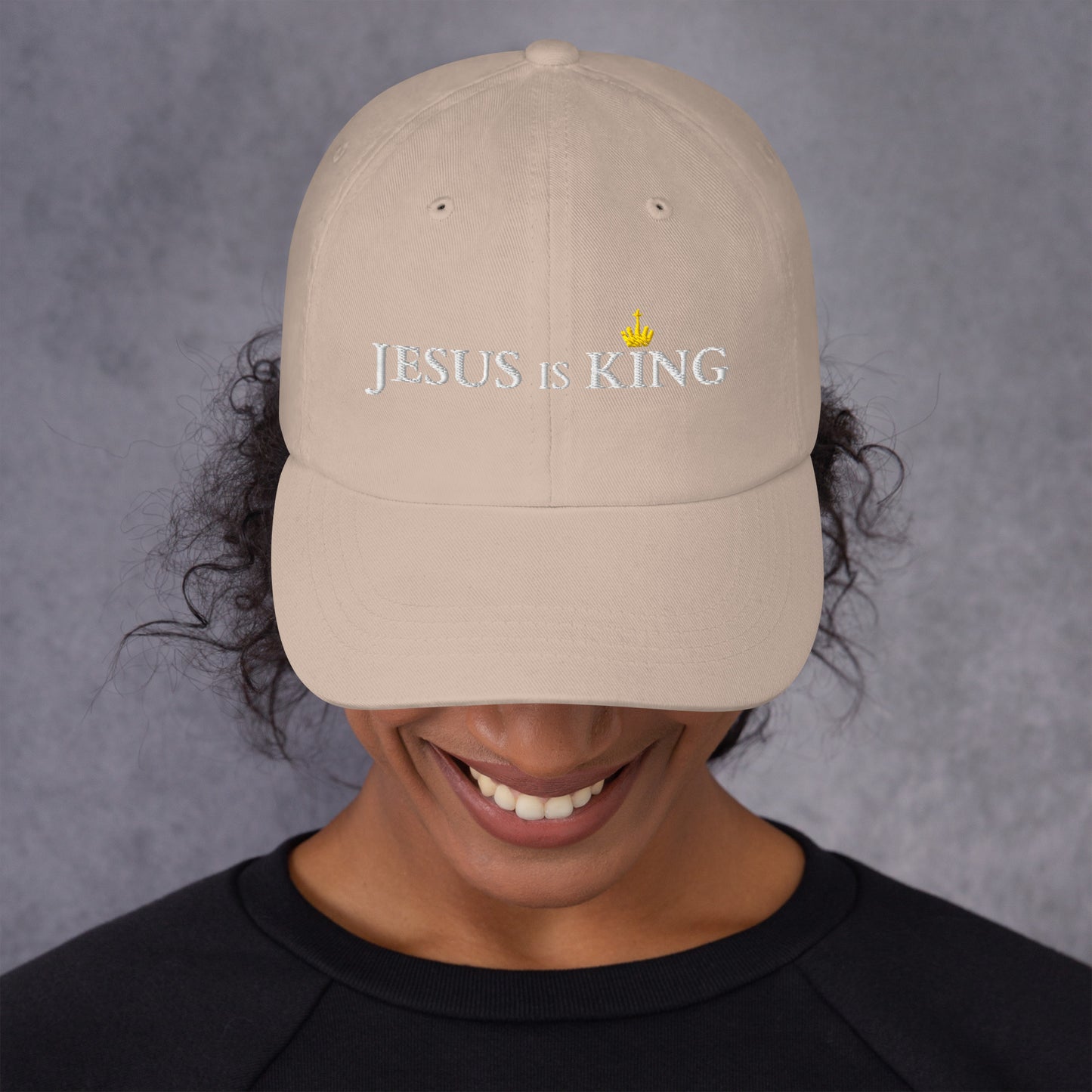 JESUS is KING - Dad-Hat DE dunkles Design ${variant-option} faith design by The Light of Life