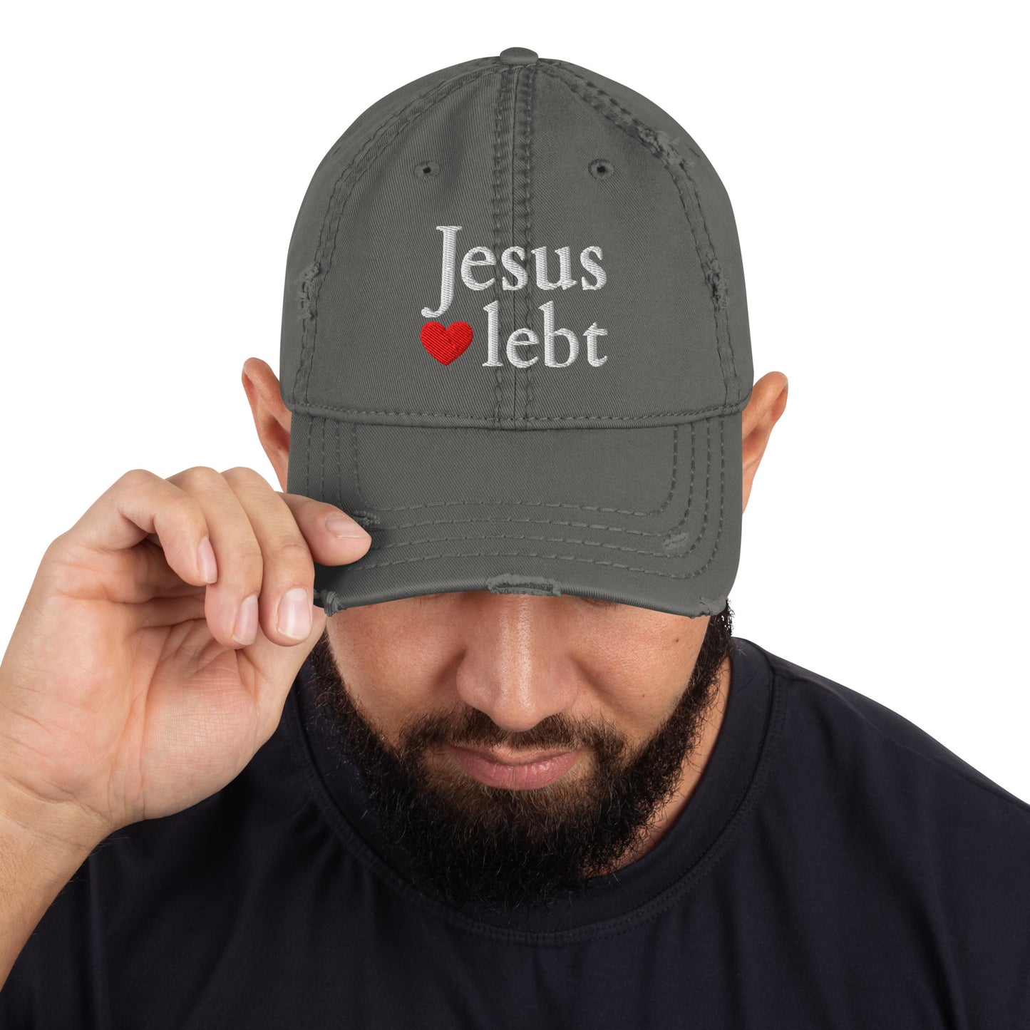 Jesus lebt - Dad-Hat im Used-Look DE faith design by The Light of Life
