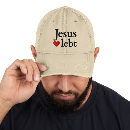 Jesus lebt - Dad-Hat im Used-Look DE - helles Design ${variant-option} faith design by The Light of Life