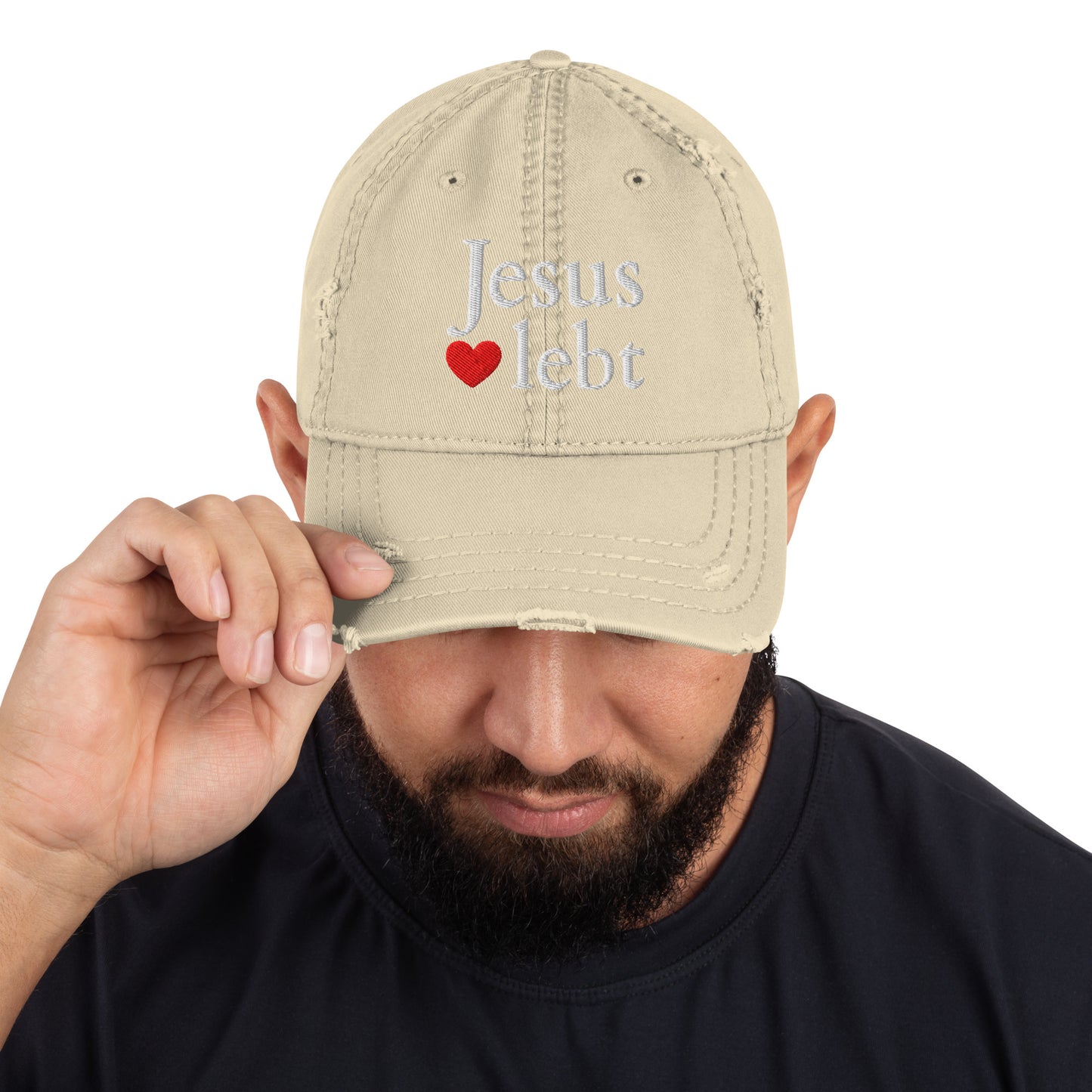 Jesus lebt - Dad-Hat im Used-Look DE faith design by The Light of Life