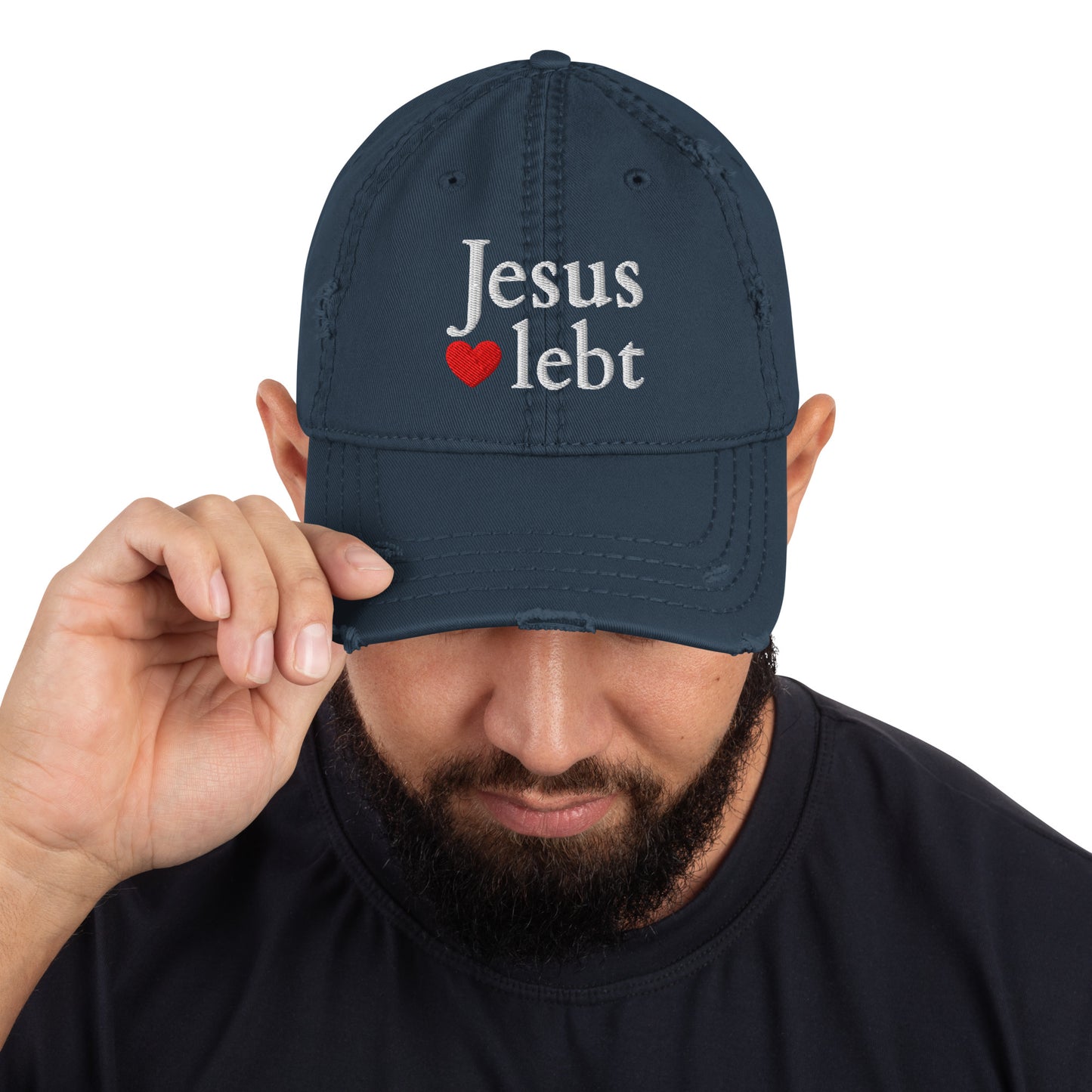 Jesus lebt - Dad-Hat im Used-Look DE faith design by The Light of Life