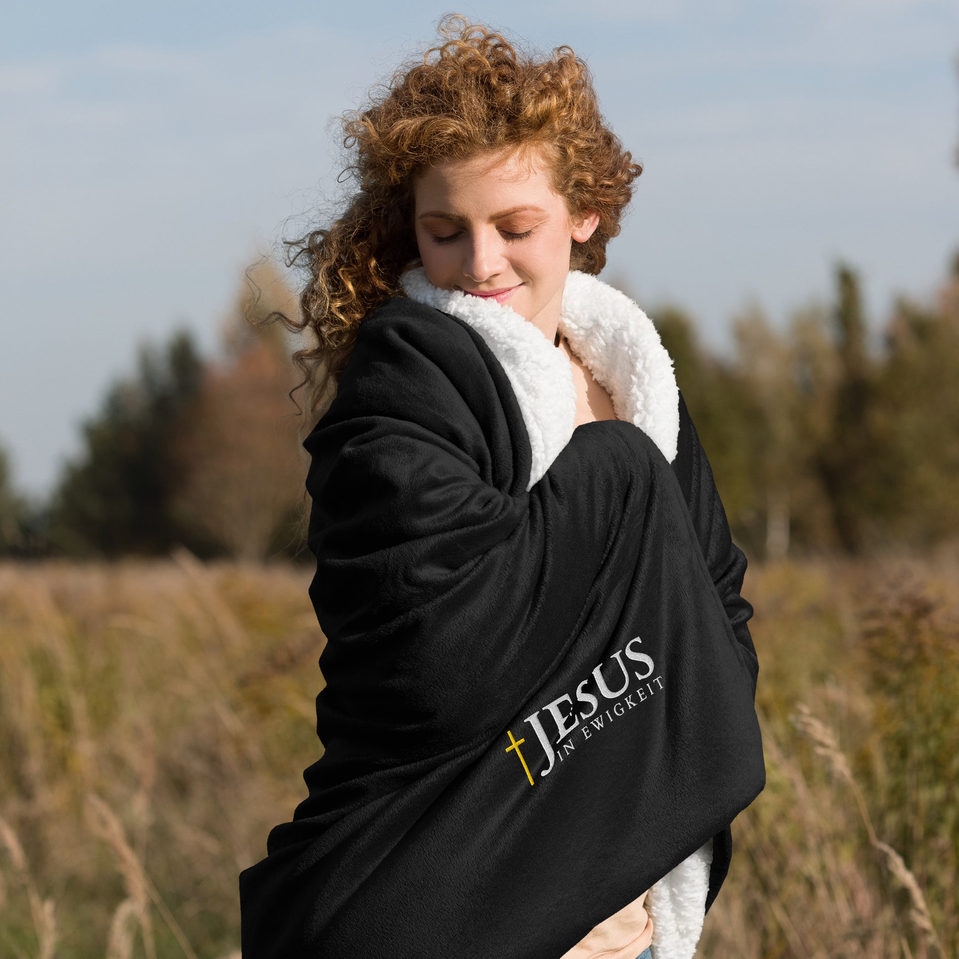 JESUS in EWIGKEIT - Premium Sherpa Decke - D-Design DE ${variant-option} faith design by The Light of Life