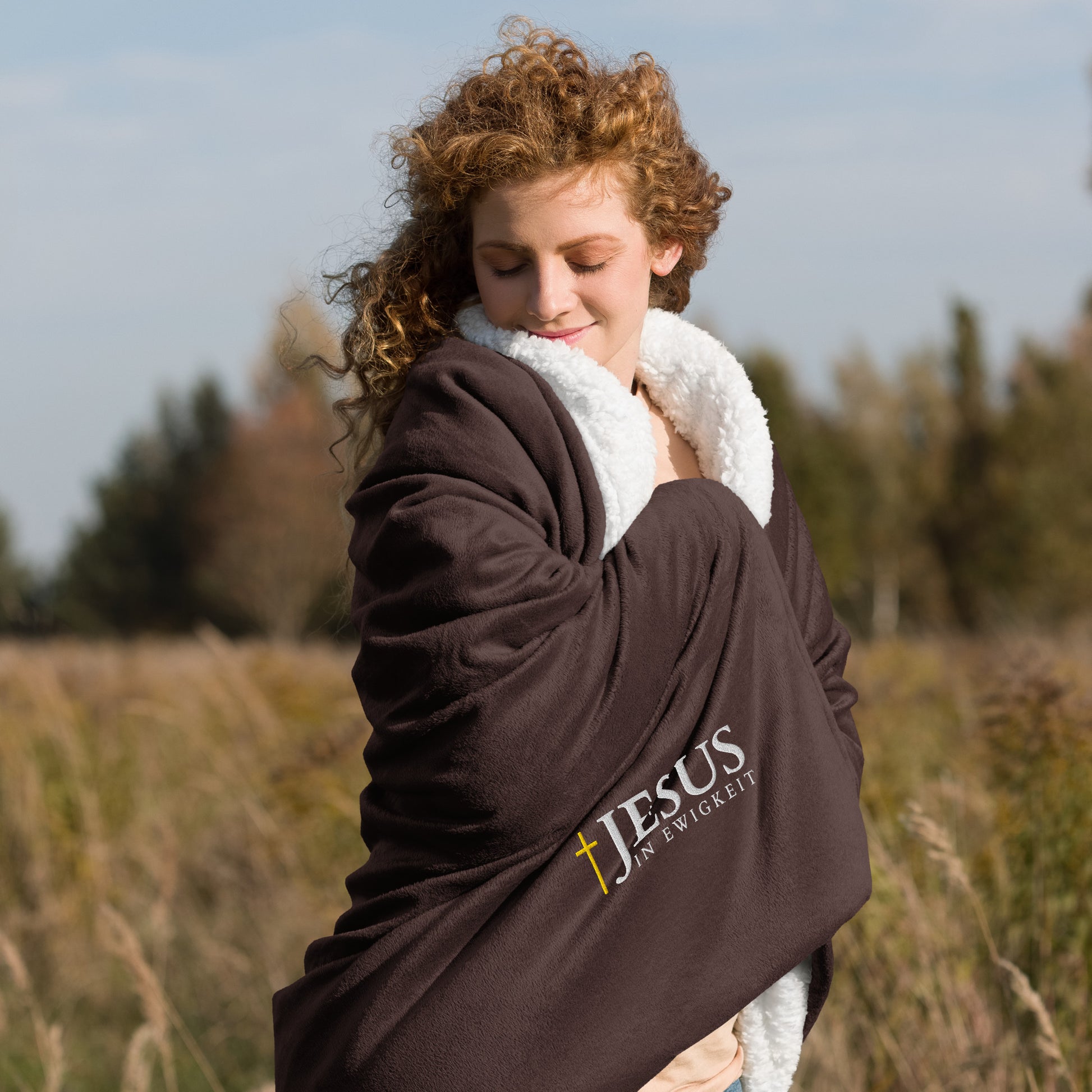 JESUS in EWIGKEIT - Premium Sherpa Decke - D-Design DE ${variant-option} faith design by The Light of Life