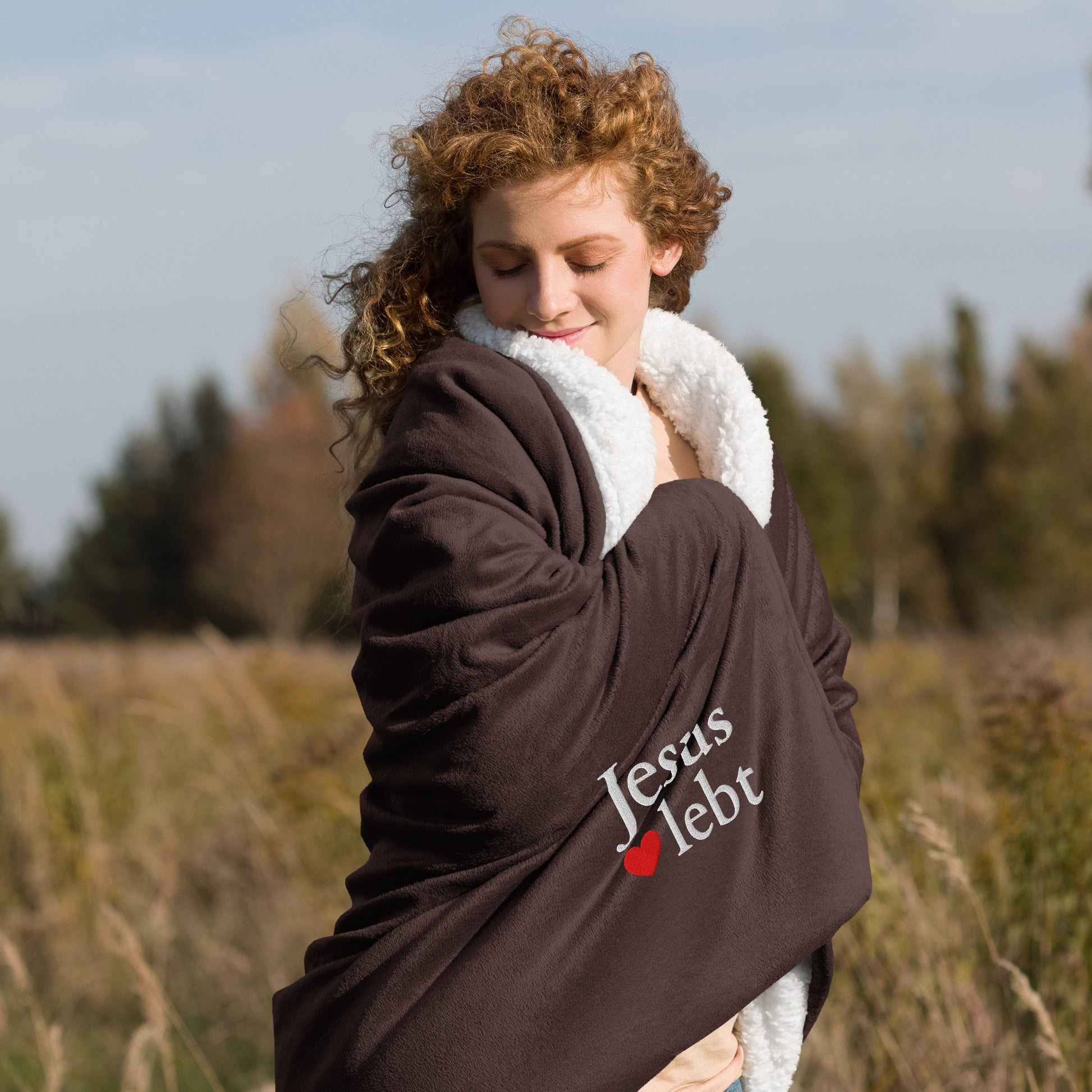 Jesus lebt - Premium Sherpa Decke - D-Design DE faith design by The Light of Life