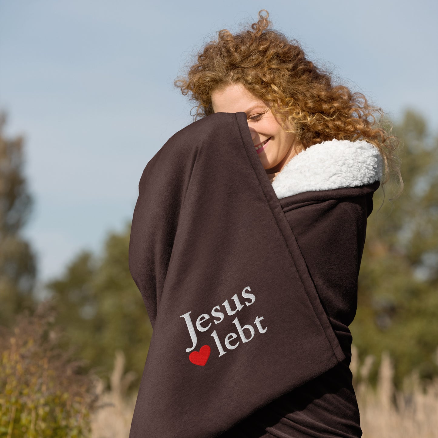 Jesus lebt - Premium Sherpa Decke - D-Design DE faith design by The Light of Life