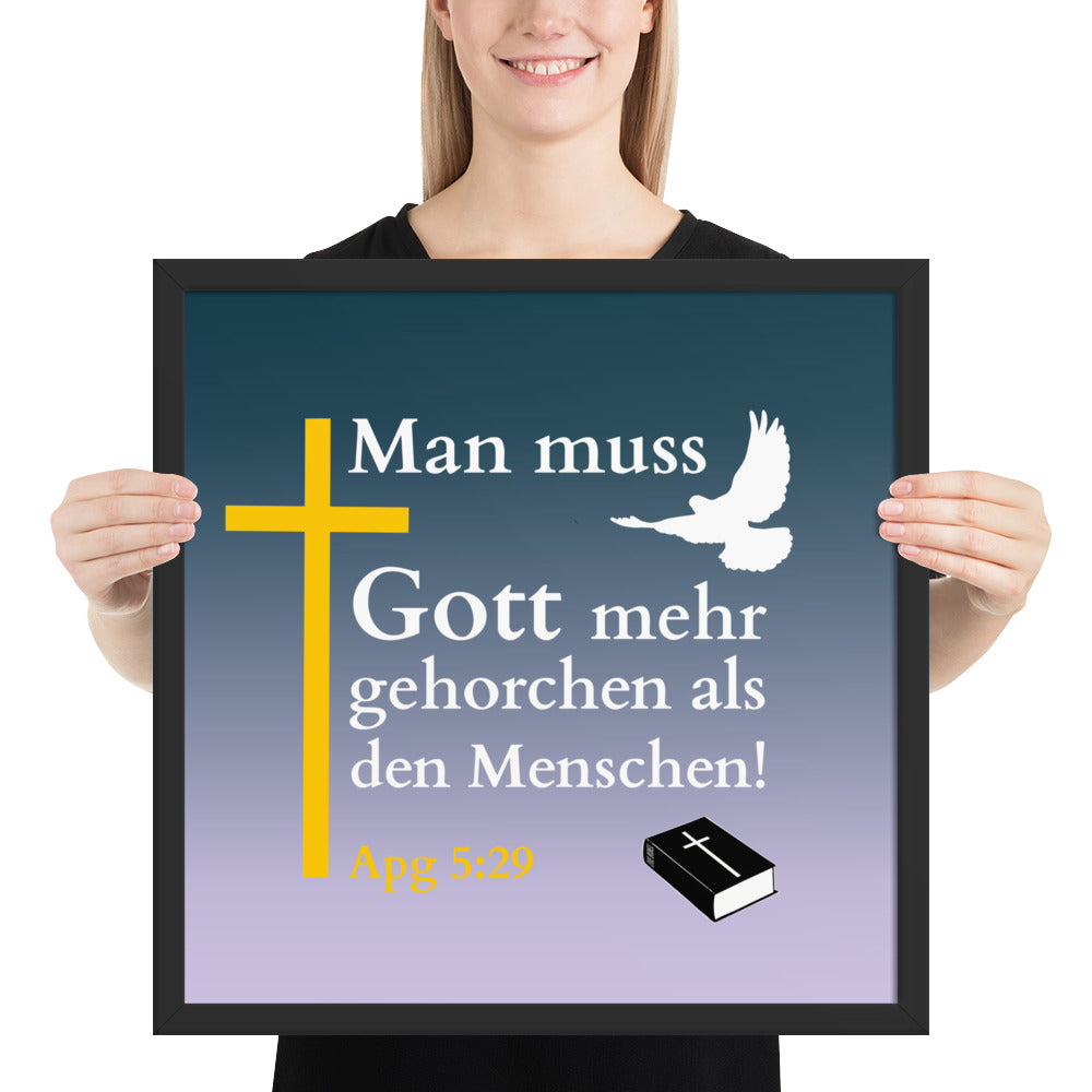 Gerahmtes Poster kaufen mit christlichem Design und Bibelzitat, Holzrahmen und modernem Look.