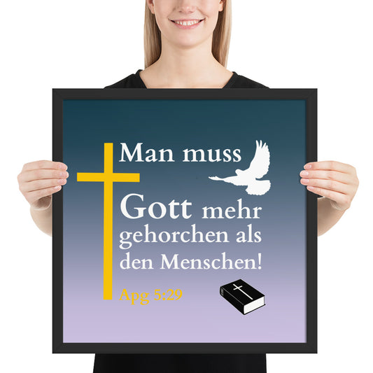 Gerahmtes Poster kaufen mit christlichem Design und Bibelzitat, Holzrahmen und modernem Look.