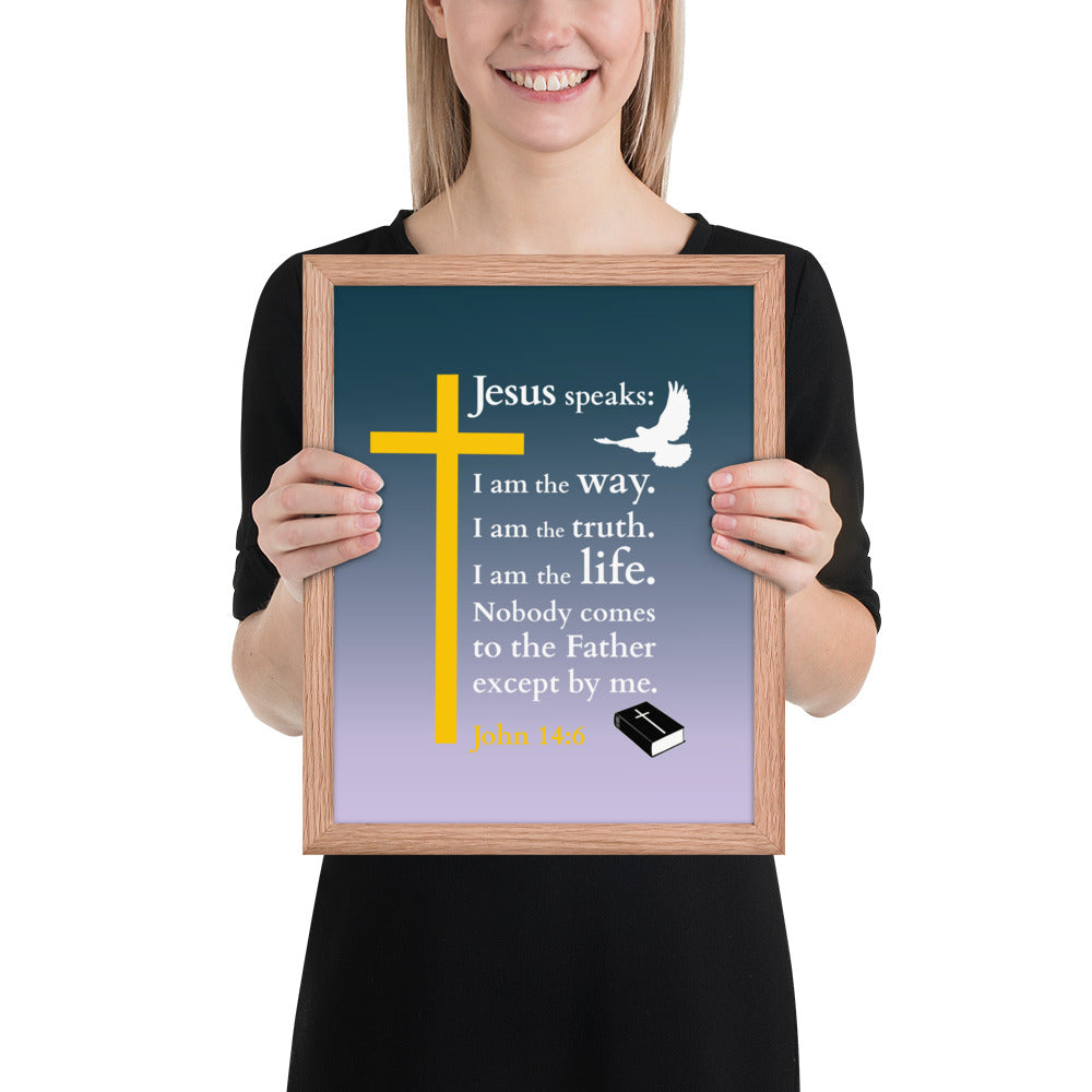 Gerahmtes Poster kaufen mit christlichem Design, das eine Botschaft von Jesus zeigt.