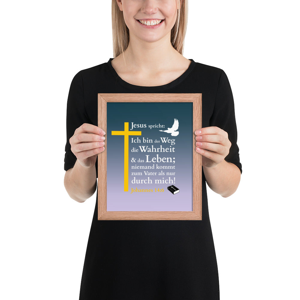 Gerahmtes Poster kaufen mit christlichem Zitat und Holzrahmen aus nachhaltigen Rohstoffen.