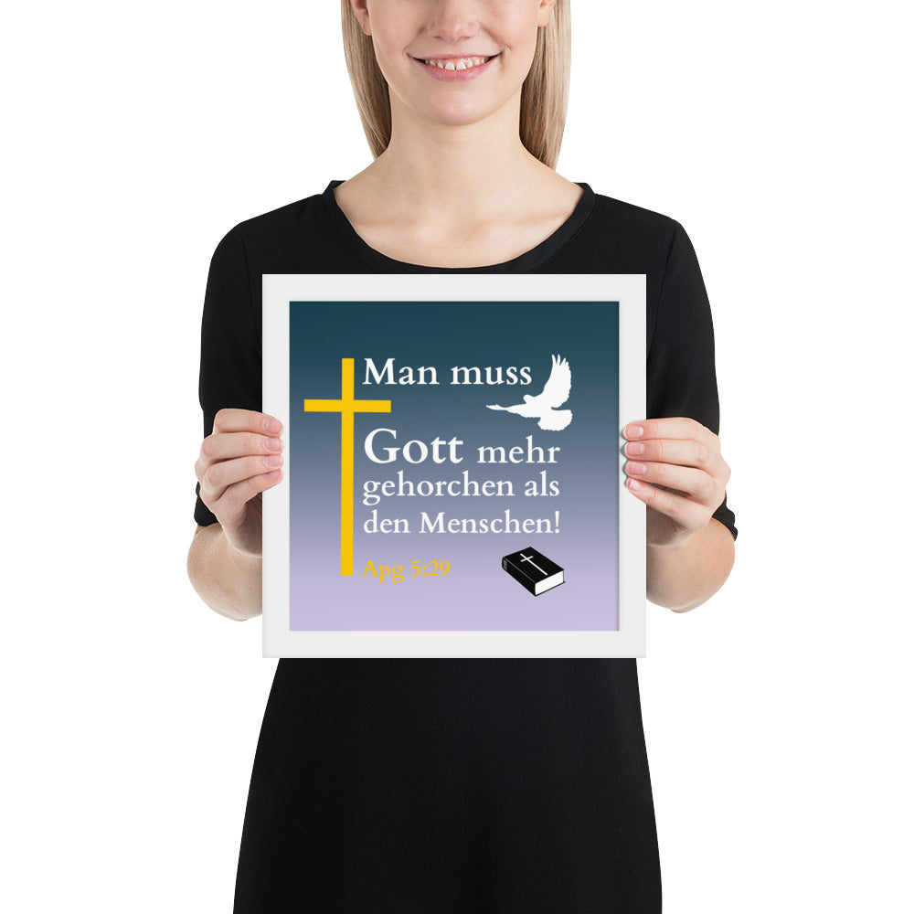 Gerahmtes Poster kaufen mit Bibelzitat und Kreuz-Design, schön eingerahmt.