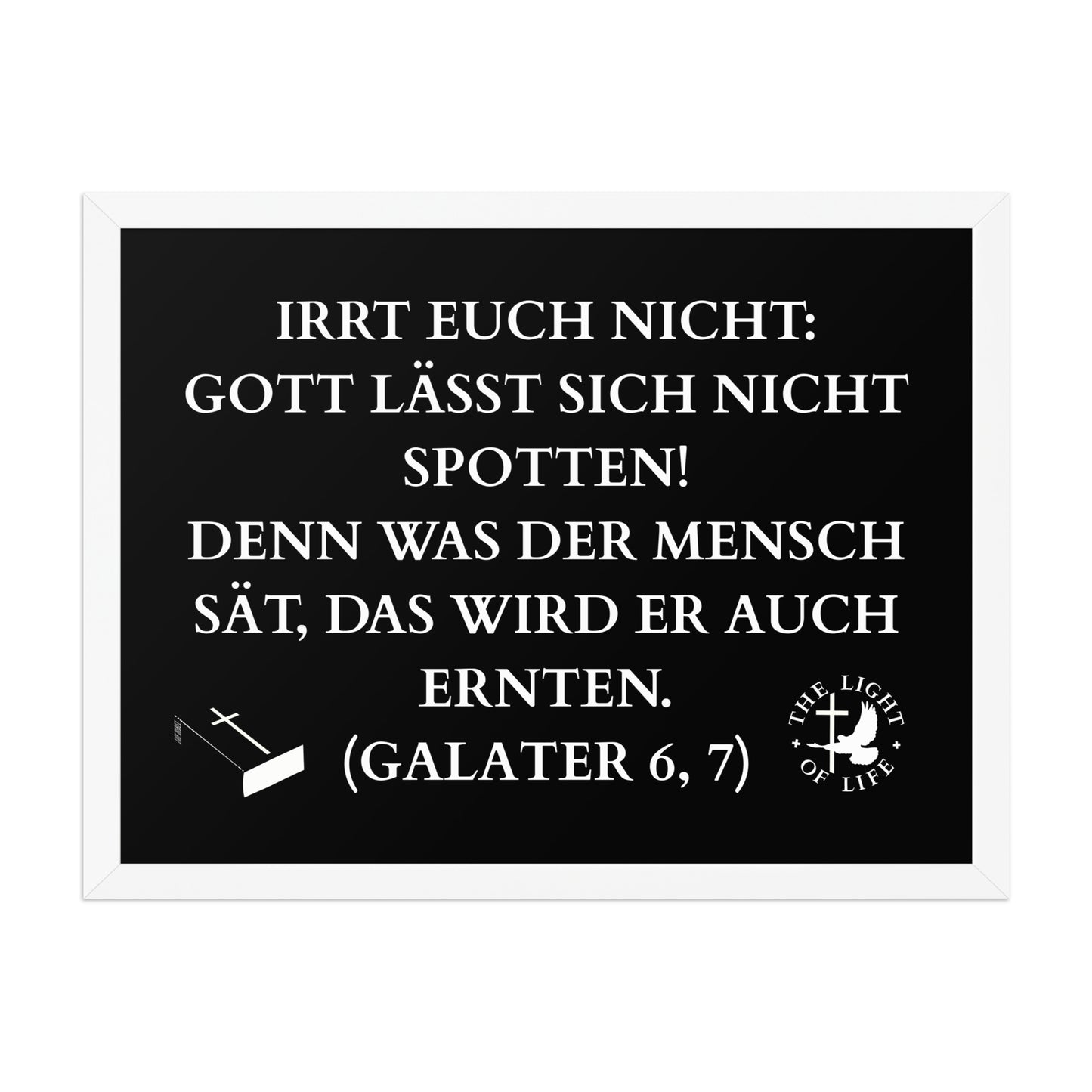 Gerahmtes Poster mit Bibelvers Galater 6,7 – jetzt bestellen und deinen Raum inspirieren!