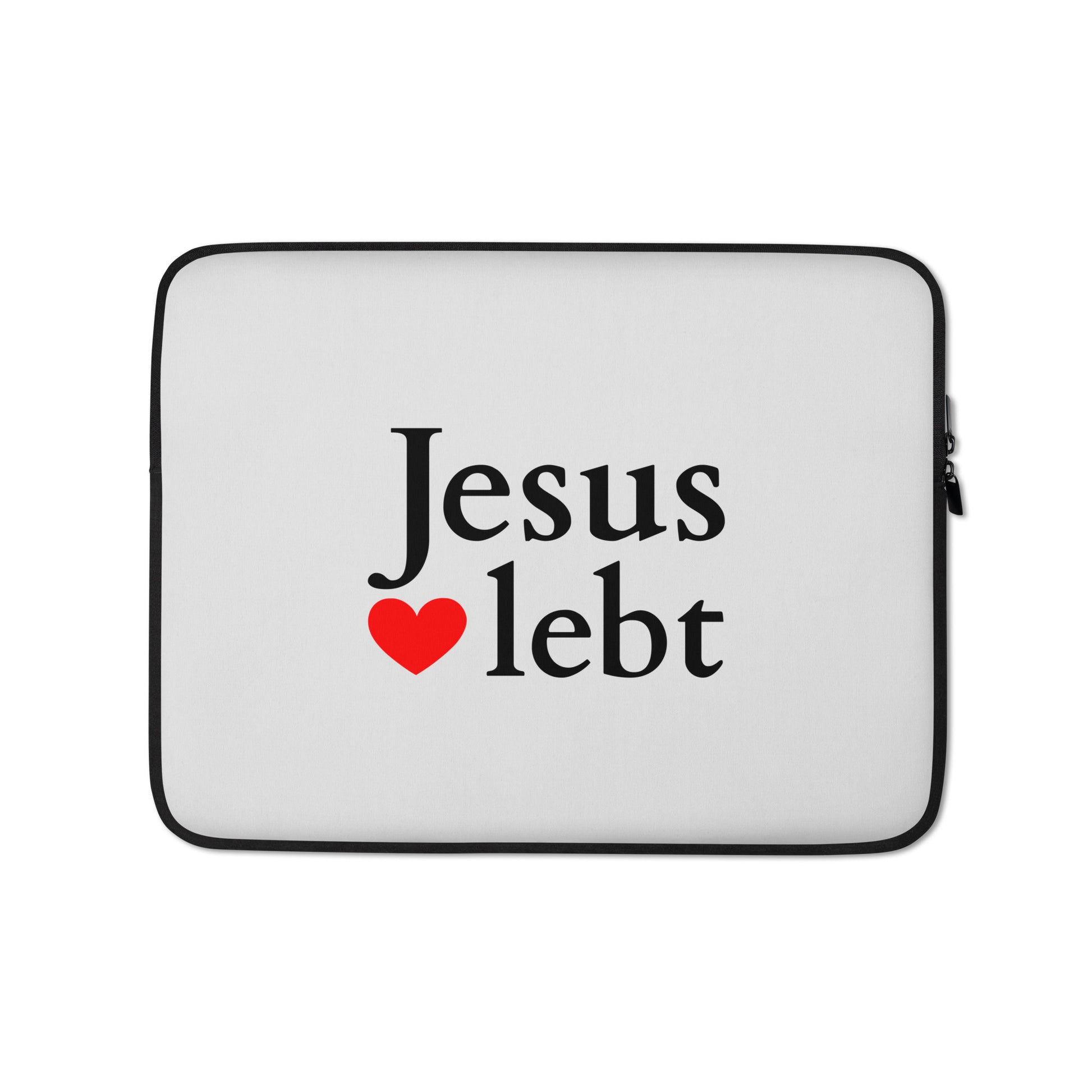 Jesus lebt Laptop-Tasche Hellgrau DE faith design by The Light of Life