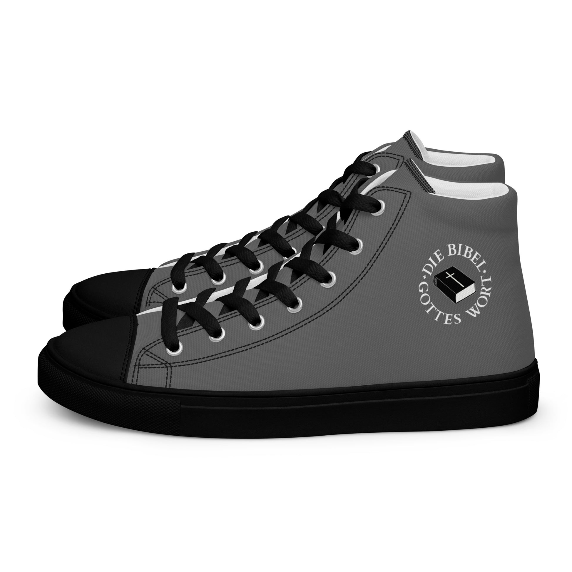 Die Bibel Gottes Wort - High-Top Leinenschuhe für Herren - Grau/ Schwarz DE ${variant-option} faith design by The Light of Life
