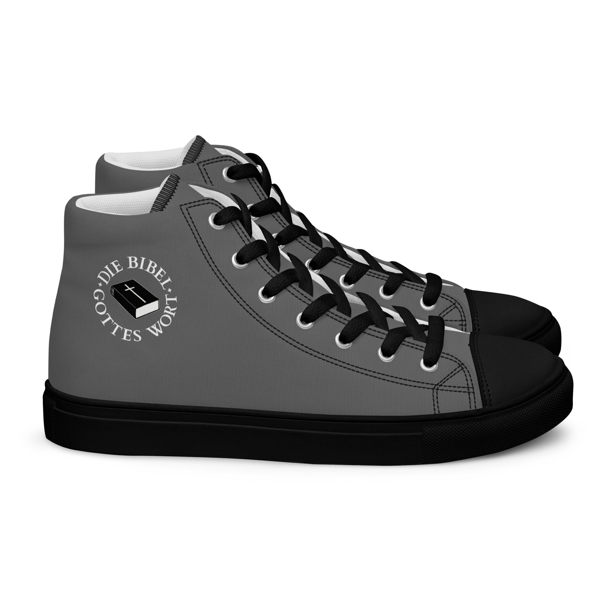Die Bibel Gottes Wort - High-Top Leinenschuhe für Herren - Grau/ Schwarz DE ${variant-option} faith design by The Light of Life