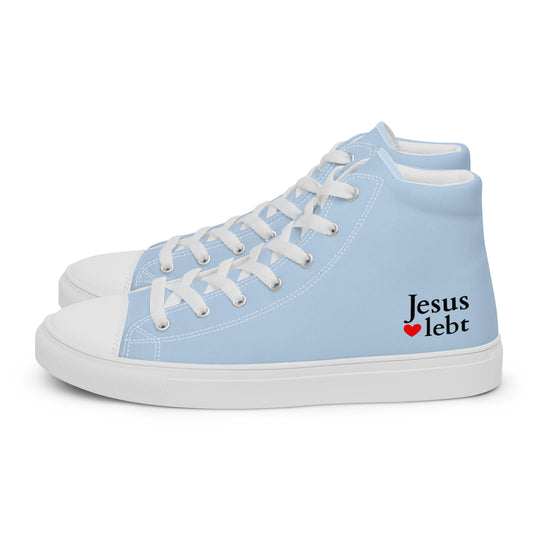 Jesus lebt - High-Top Leinenschuhe für Herren - Weiß/Blau DE ${variant-option} faith design by The Light of Life
