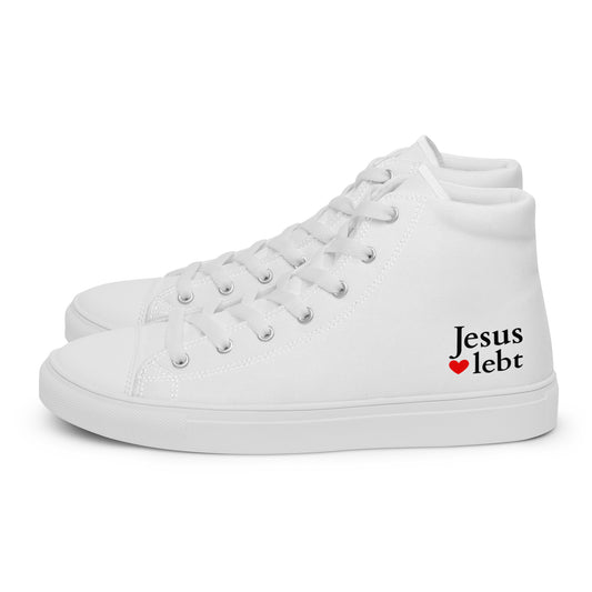 Jesus lebt - High-Top Leinenschuhe für Herren - Weiß DE ${variant-option} faith design by The Light of Life