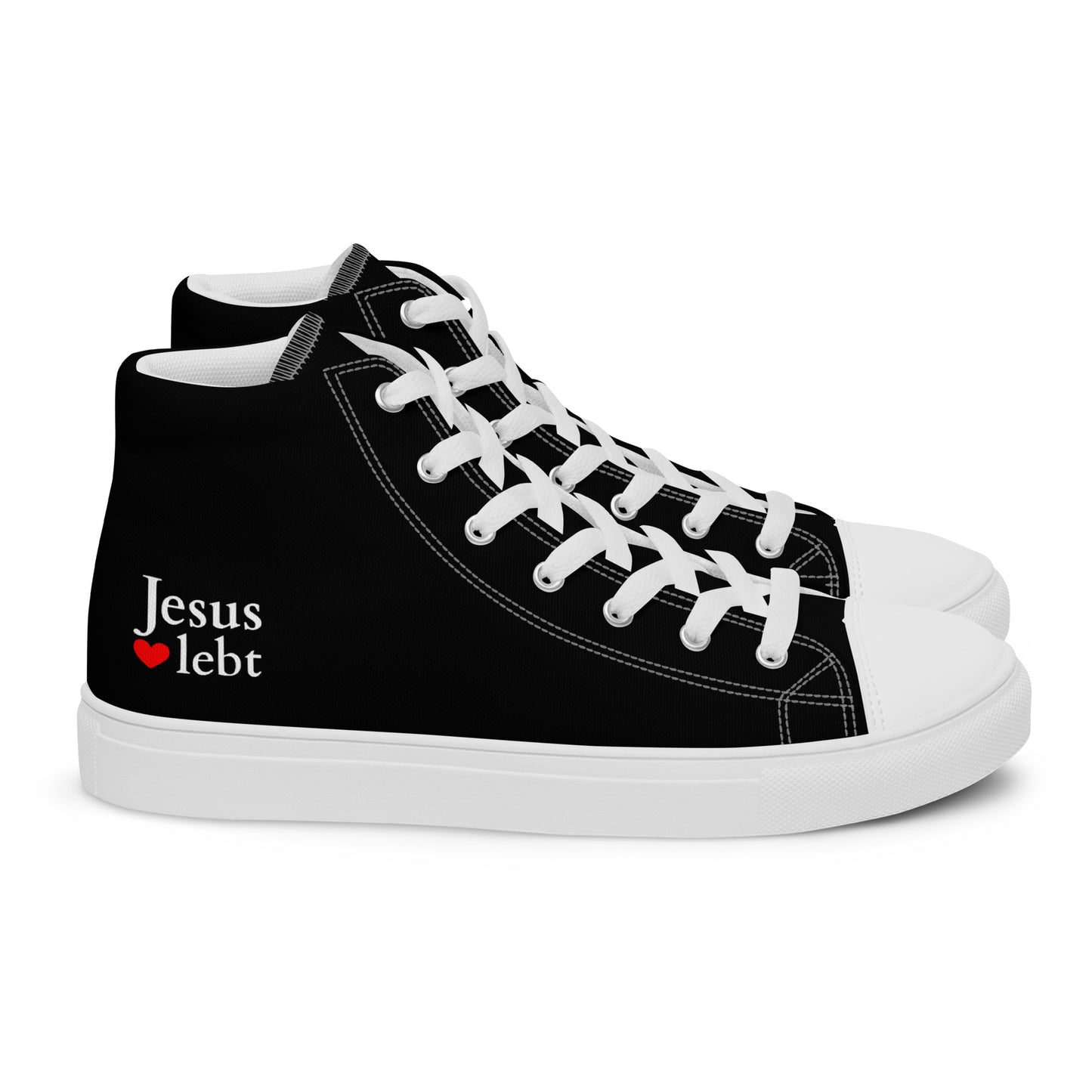 Jesus lebt - High-Top Leinenschuhe für Herren - Schwarz/ Weiß DE faith design by The Light of Life