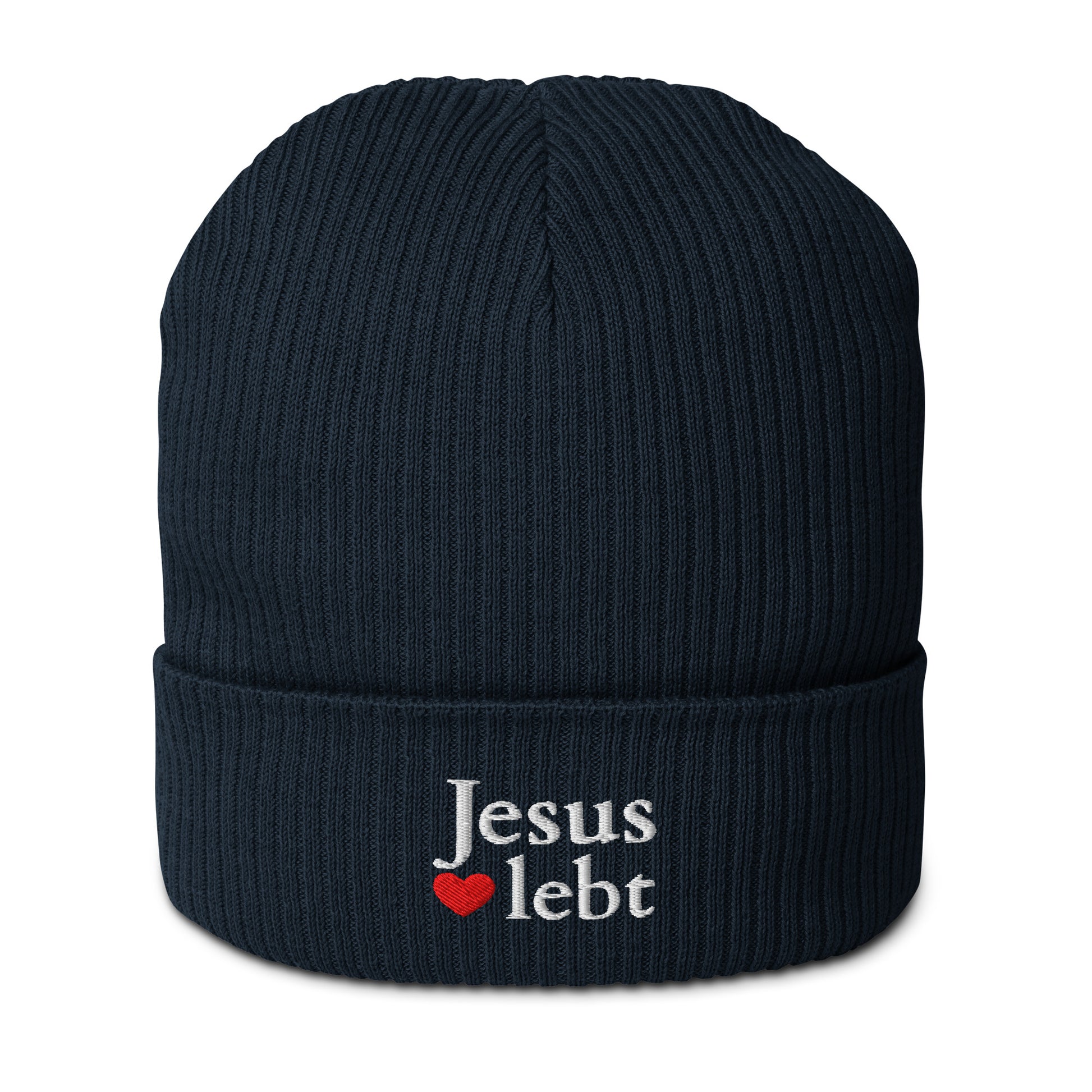 Warme Wintermütze Jesus lebt aus 100% Bio-Baumwolle, stilvoll und umweltfreundlich, für drinnen und draußen geeignet.