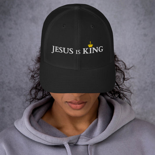 JESUS is KING - Trucker-Cap DE dunkles Design ${variant-option} faith design by The Light of Life