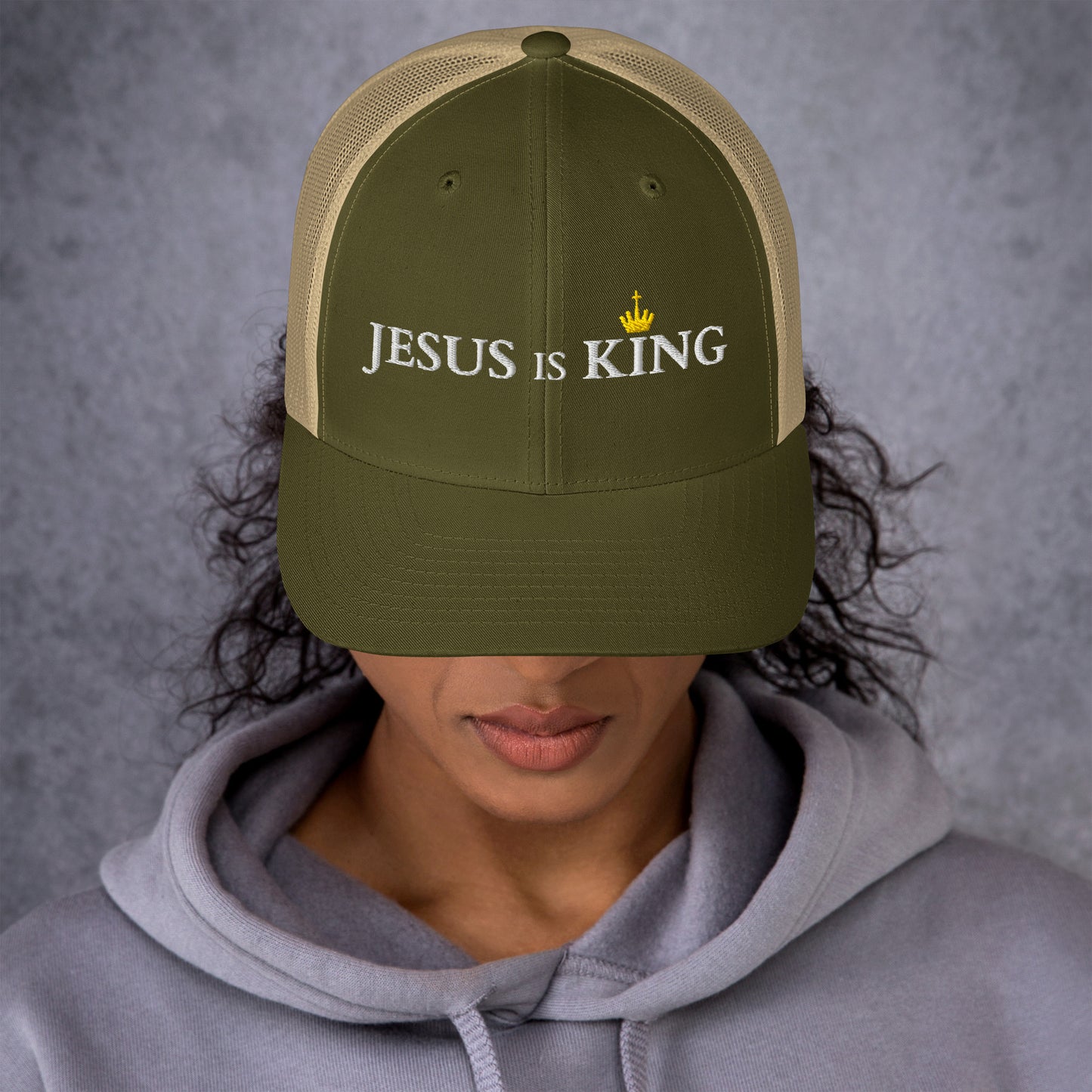 JESUS is KING - Trucker-Cap DE dunkles Design faith design by The Light of Life