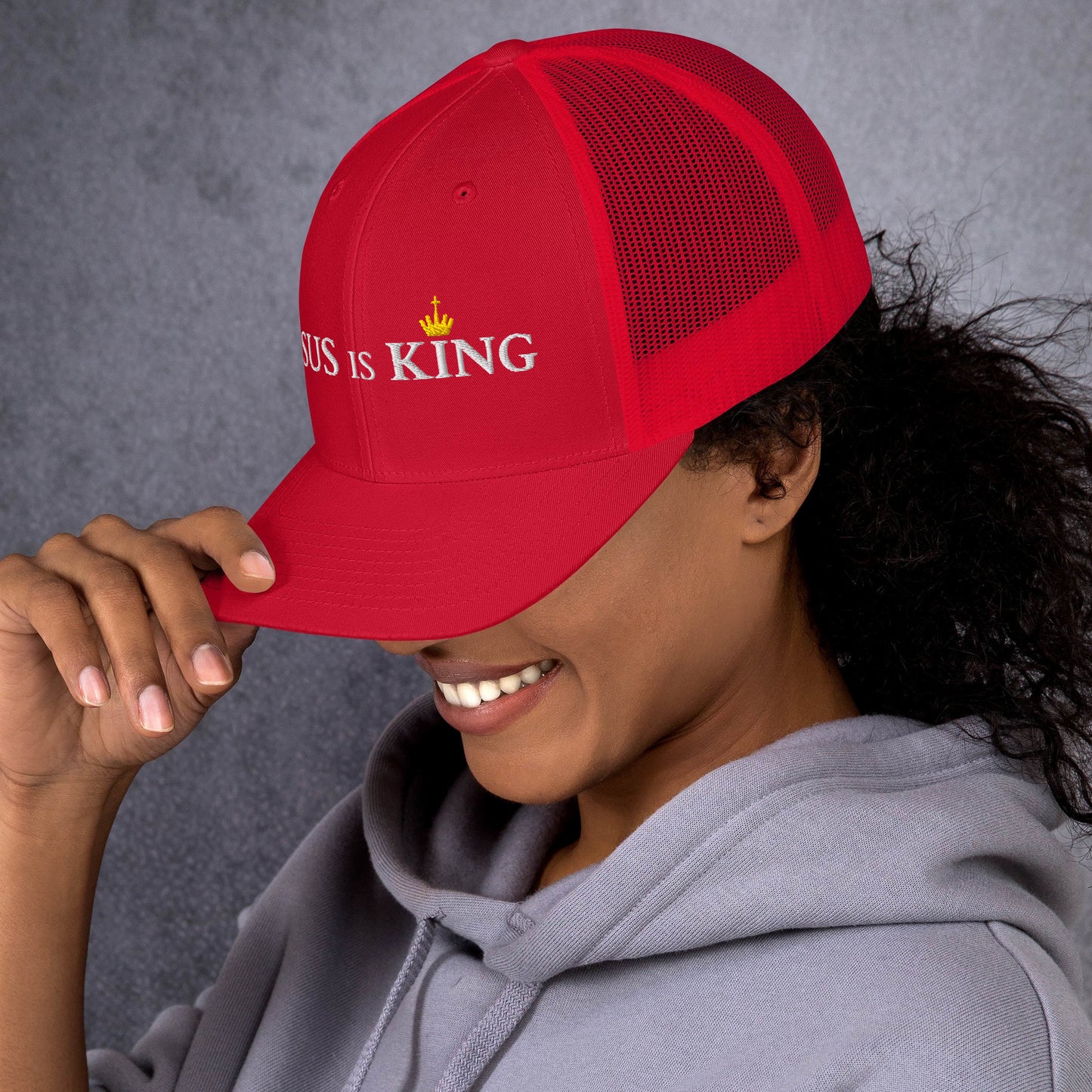 JESUS is KING - Trucker-Cap DE dunkles Design faith design by The Light of Life