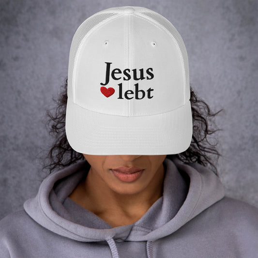 Jesus lebt - Trucker-Cap DE ${variant-option} faith design by The Light of Life