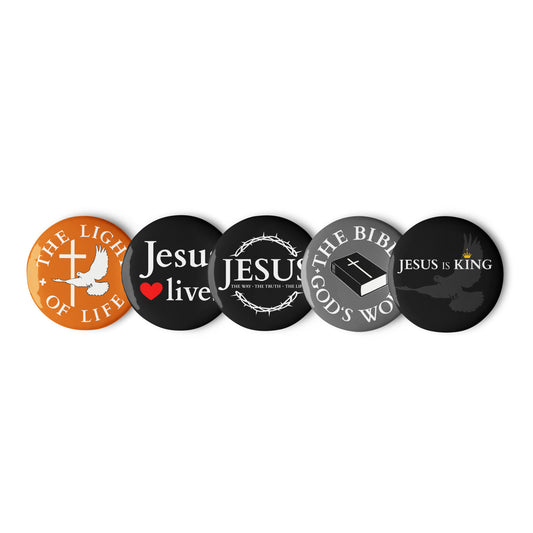 JESUS The Light of Life - Set of pin buttons - D-Design EN ${variant-option} faith design by The Light of Life