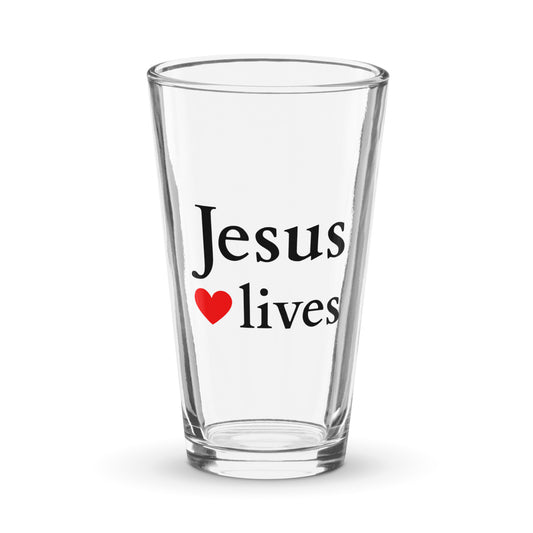 Jesus lives - Shaker pint glass - bright Design EN faith design by The Light of Life