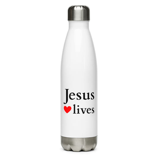 Jesus lives - Stainless steel water bottle - bright Design EN faith design by The Light of Life