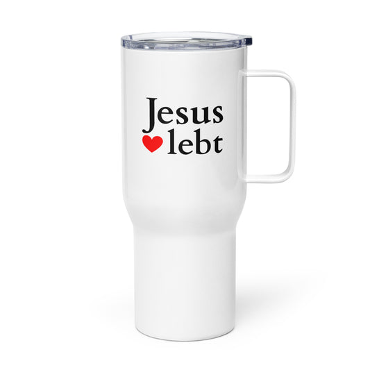Jesus lebt - Reisebecher mit Griff - helles Design DE ${variant-option} faith design by The Light of Life