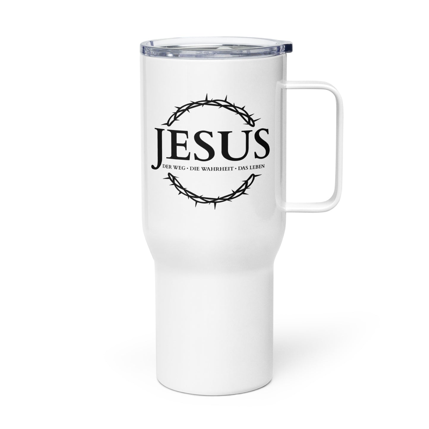 JESUS, der Weg, die Wahrheit, das Leben - Reisebecher mit Griff DE faith design by The Light of Life