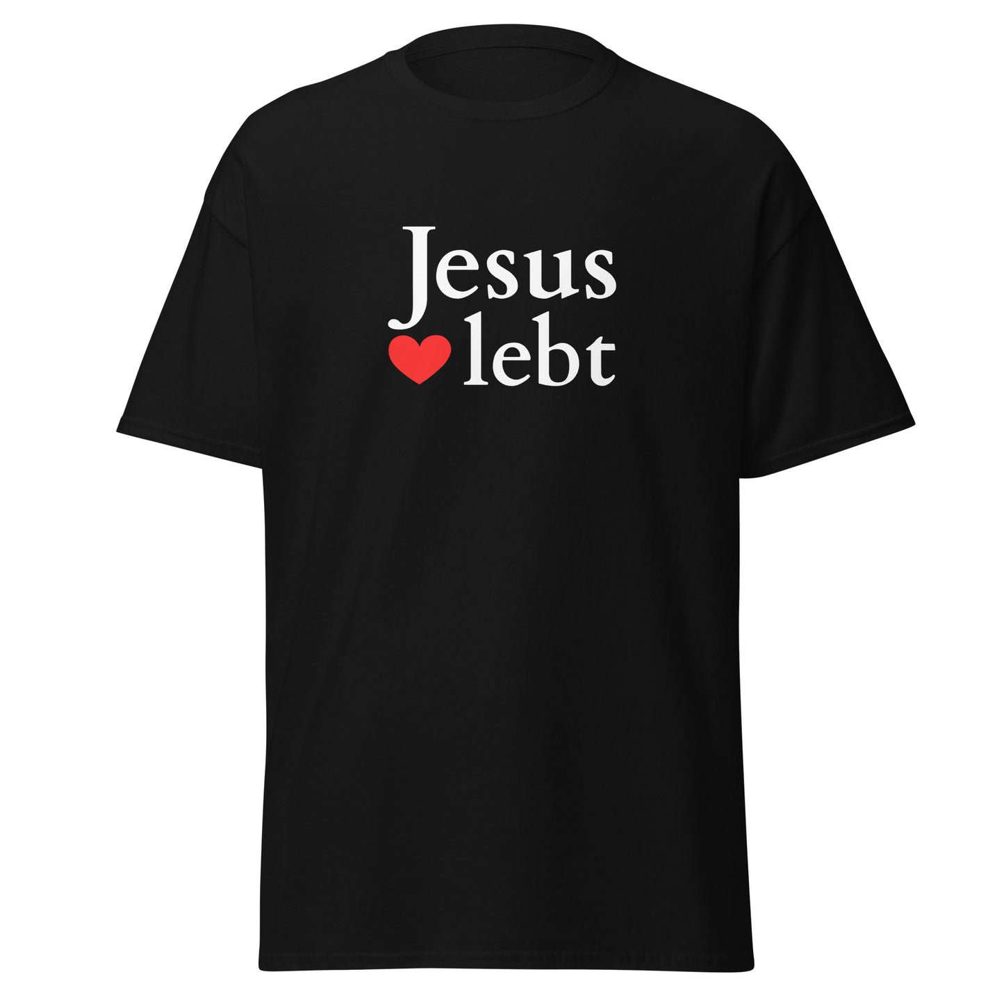 Jesus lebt - klassisches Unisex T-Shirt - dunkles Design - DE faith design by Das Licht des Lebens
