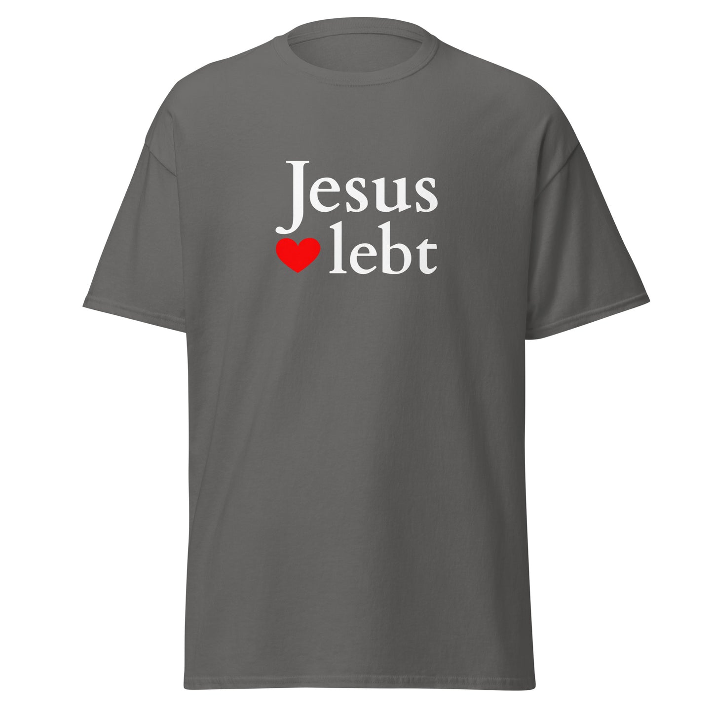 Jesus lebt - klassisches Unisex T-Shirt - dunkles Design - DE faith design by Das Licht des Lebens