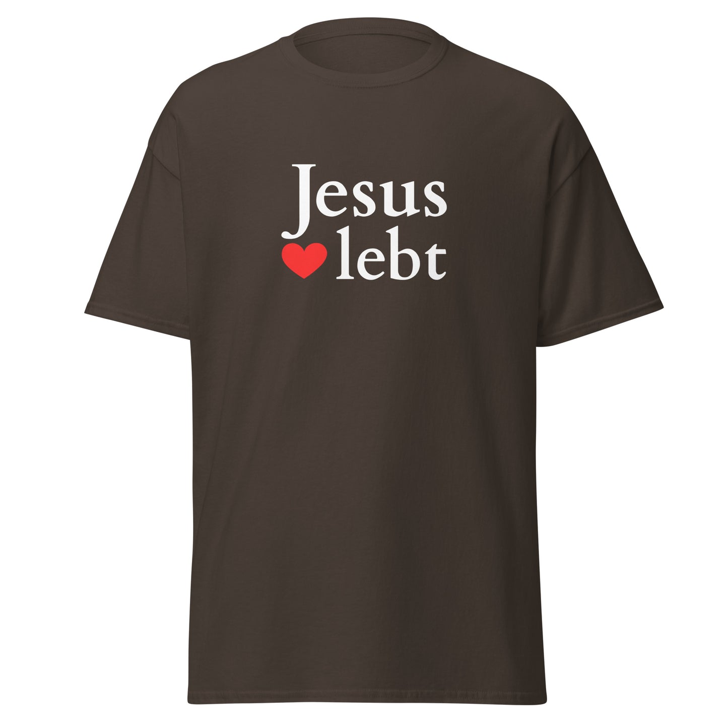 Jesus lebt - klassisches Unisex T-Shirt - dunkles Design - DE faith design by Das Licht des Lebens