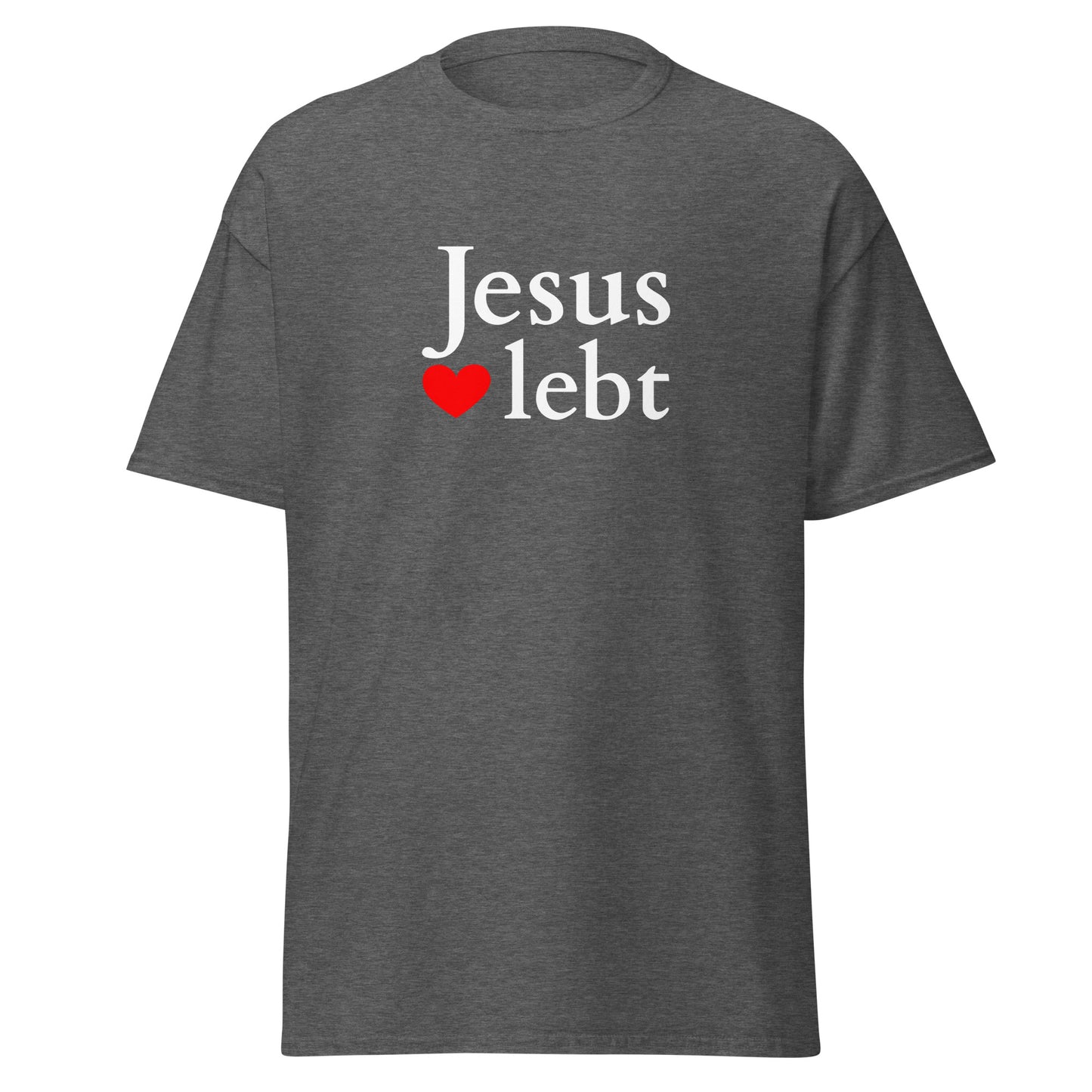 Jesus lebt - klassisches Unisex T-Shirt - dunkles Design - DE faith design by Das Licht des Lebens