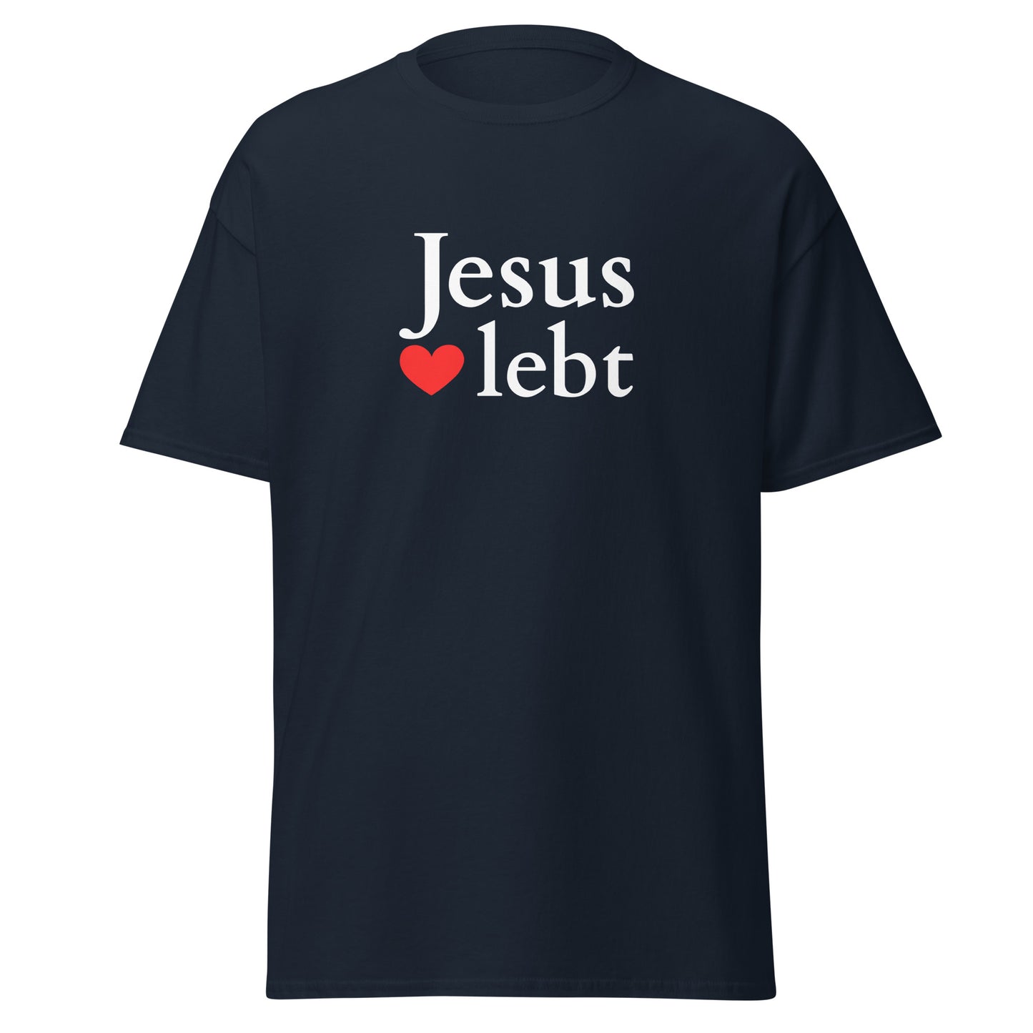 Jesus lebt - klassisches Unisex T-Shirt - dunkles Design - DE faith design by Das Licht des Lebens