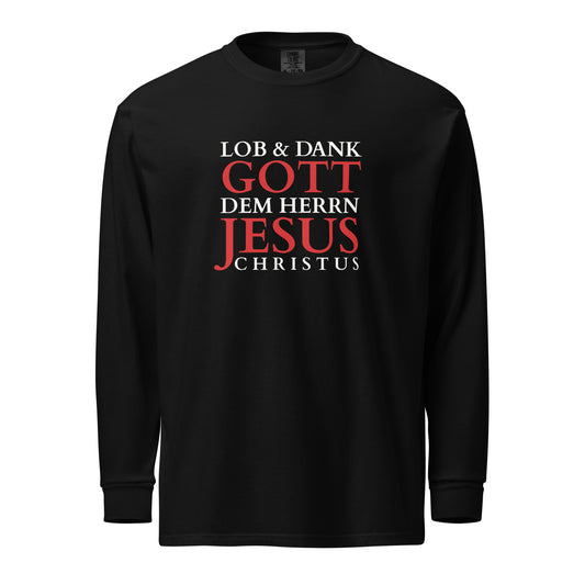 Lob & Dank dem Herrn - Textilgefärbtes Schweres Langarmshirt - dunkles Design - DE ${variant-option} faith design by The Light of Life