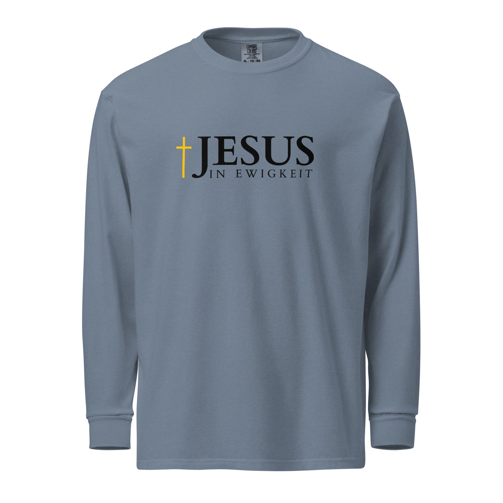 JESUS in EWIGKEIT - Textilgefärbtes Schweres Langarmshirt - helles Design - DE ${variant-option} faith design by The Light of Life