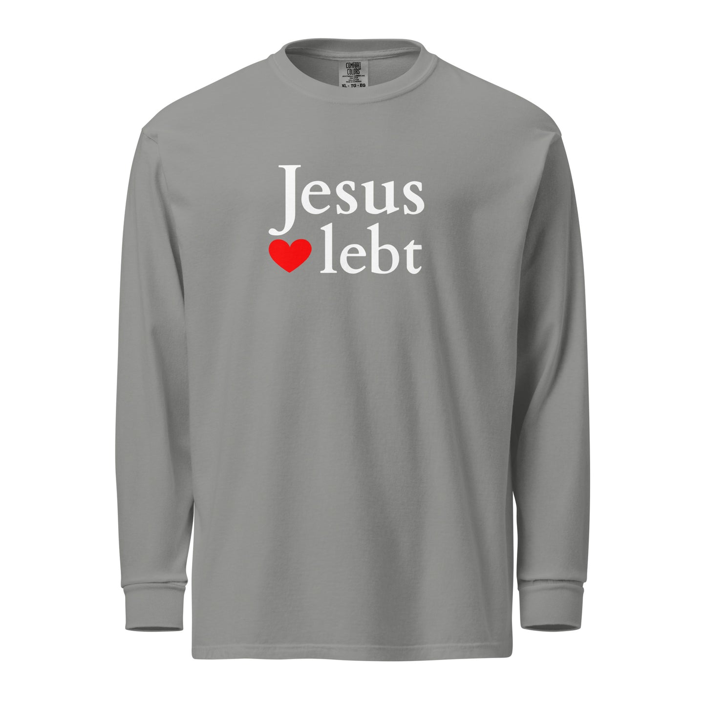 Jesus lebt - Textilgefärbtes Schweres Langarmshirt -dunkles design - DE faith design by The Light of Life