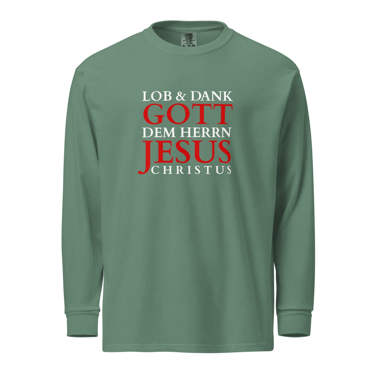 Lob & Dank dem Herrn - Textilgefärbtes Schweres Langarmshirt - dunkles Design - DE faith design by The Light of Life