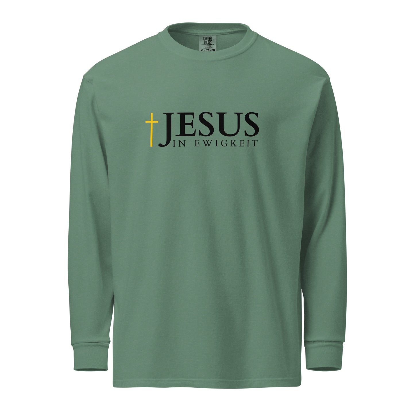 JESUS in EWIGKEIT - Textilgefärbtes Schweres Langarmshirt - helles Design - DE ${variant-option} faith design by The Light of Life