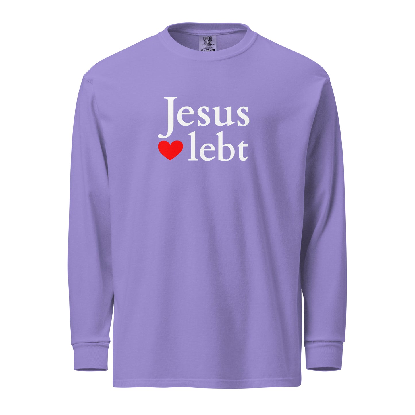 Jesus lebt - Textilgefärbtes Schweres Langarmshirt -dunkles design - DE faith design by The Light of Life