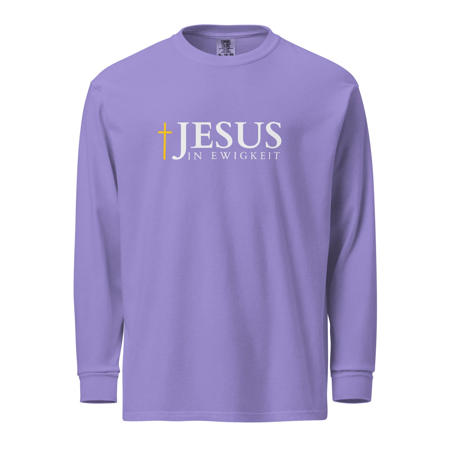 JESUS in EWIGKEIT - Textilgefärbtes Schweres Langarmshirt - dunkles Design - DE ${variant-option} faith design by The Light of Life