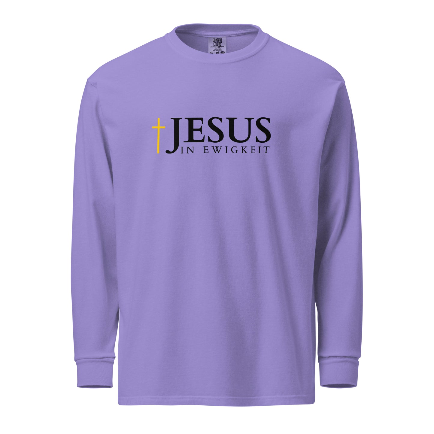 JESUS in EWIGKEIT - Textilgefärbtes Schweres Langarmshirt - helles Design - DE ${variant-option} faith design by The Light of Life