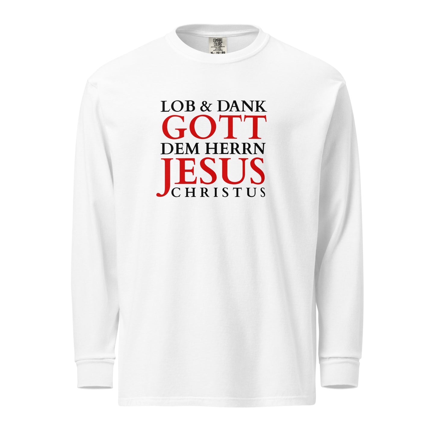 Lob & Dank dem Herrn - Textilgefärbtes Schweres Langarmshirt - helles Design - DE faith design by The Light of Life