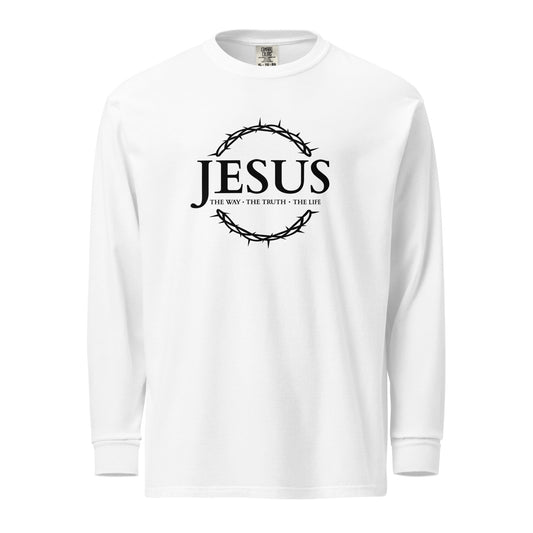 JESUS The Way - Garment-dyed heavyweight long-sleeve shirt - bright design - EN ${variant-option} faith design by The Light of Life