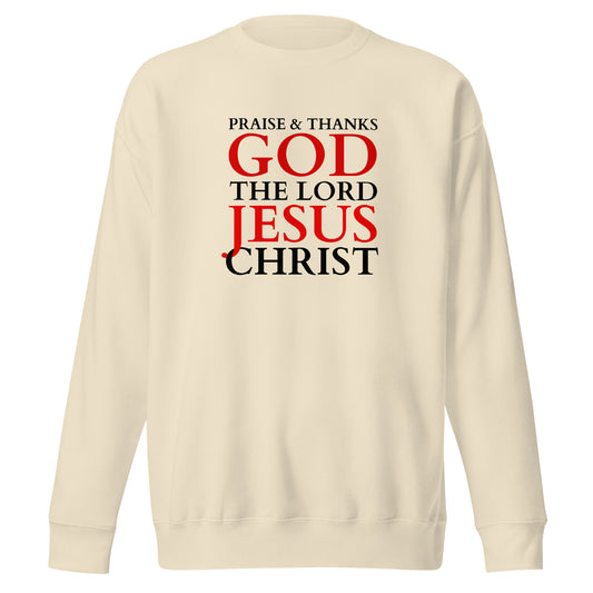 Praise & Thanks the Lord - Unisex Premium Sweatshirt - Bright Design EN ${variant-option} faith design by The Light of Life