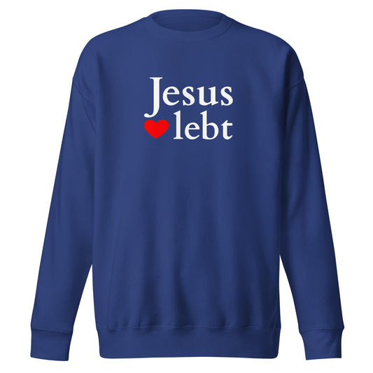 Jesus lebt - Unisex-Premium-Pullover - dunkles Design DE ${variant-option} faith design by The Light of Life